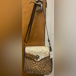 Nocona Western Women’s Crossbody Bag Calf Hair Cheetah Print Multi Colored